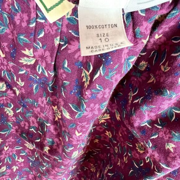 Vintage L.L. Bean Purple Floral Midi Skirt 10 - Picture 5 of 8